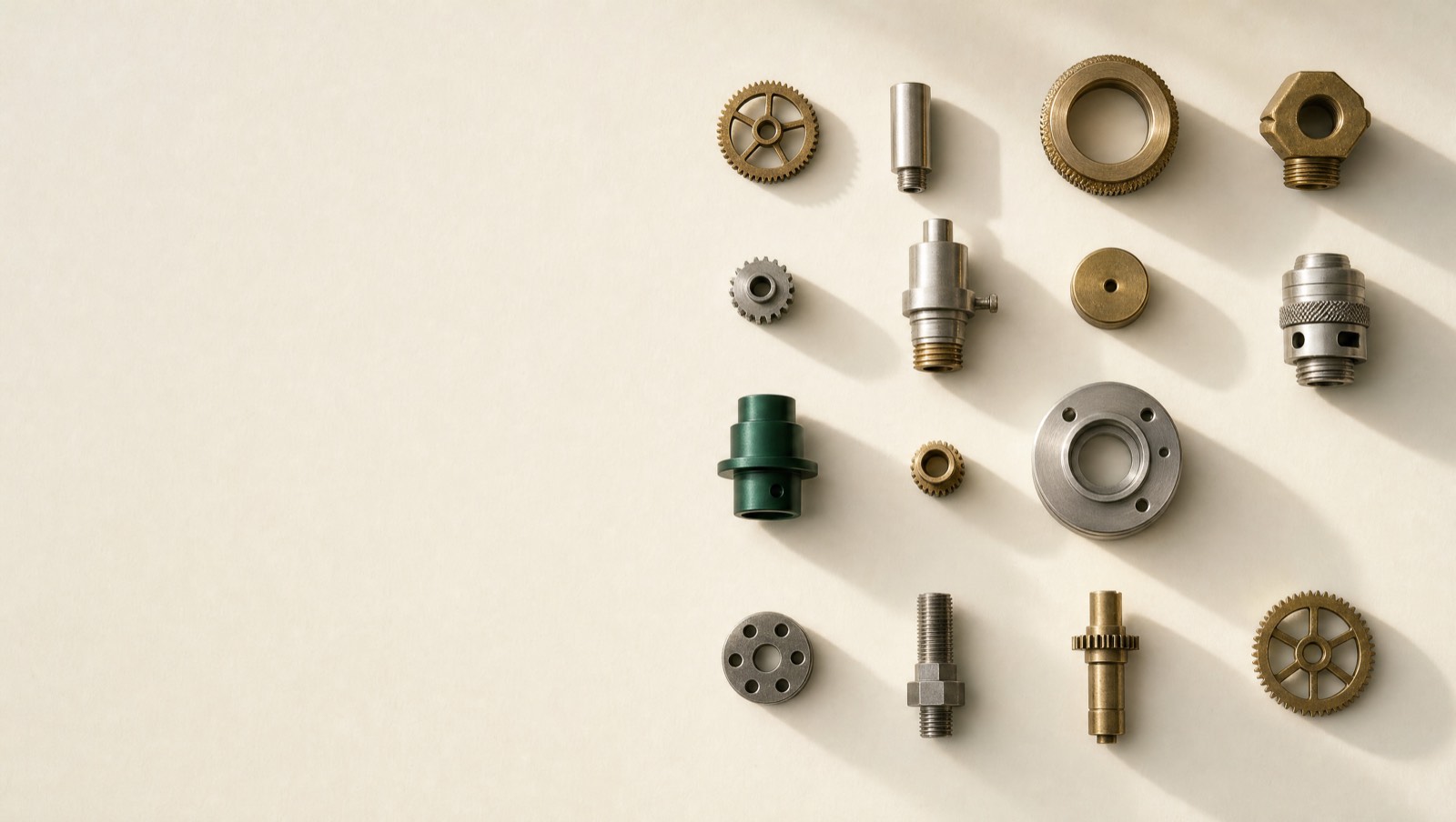 Machined steel and brass instrument components on a bone surface